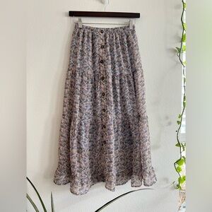 Sienna Sky Button-Front Tiered Maxi Skirt